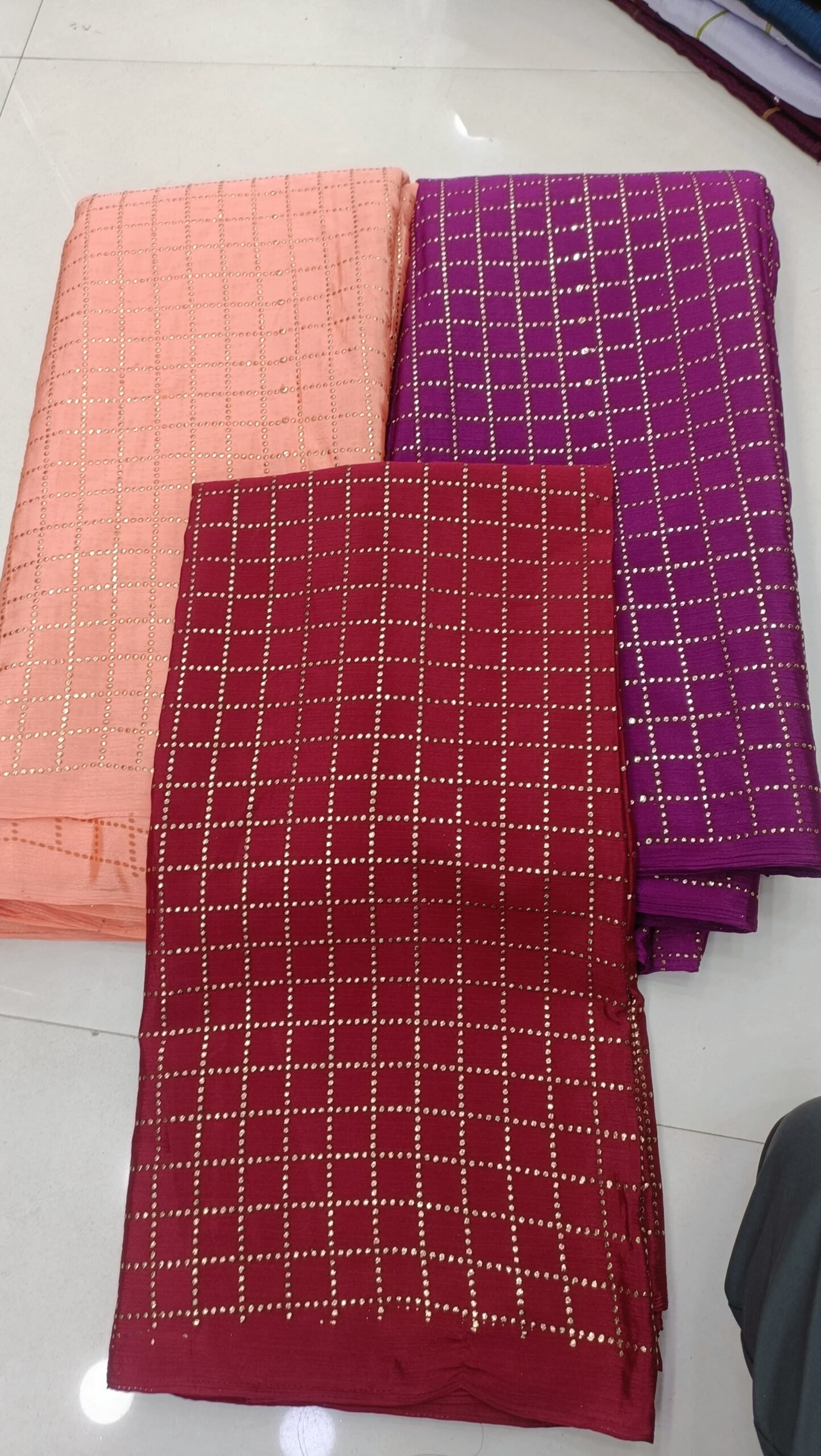 chinon fabric mukesh chex