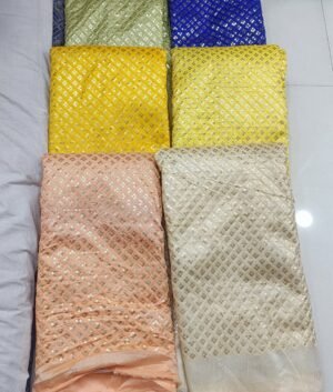 heavy chota seq chex on mulburry silk for bhagwan ki poshak