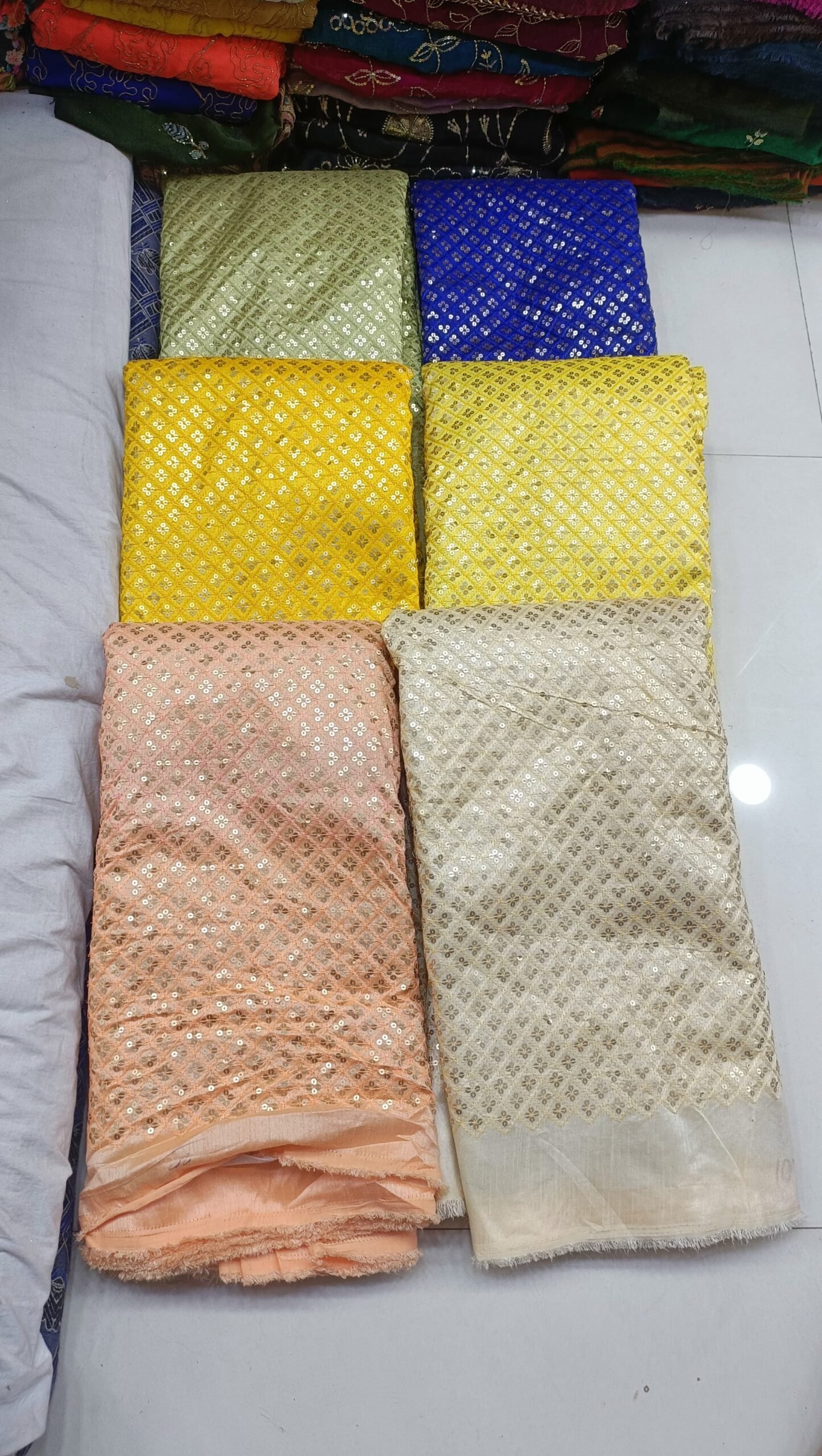 heavy chota seq chex on mulburry silk for bhagwan ki poshak