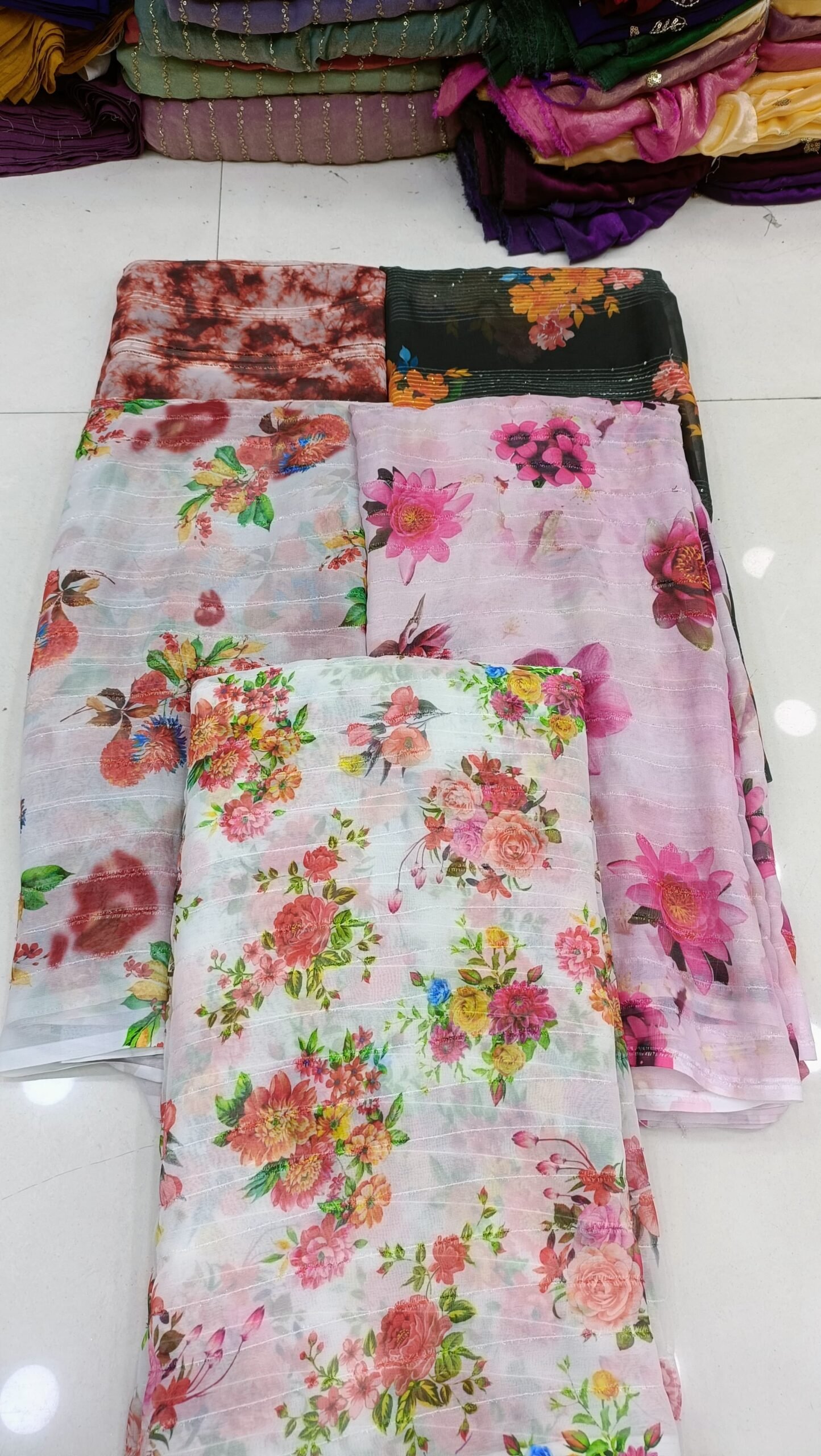 Georgette print with seq lines