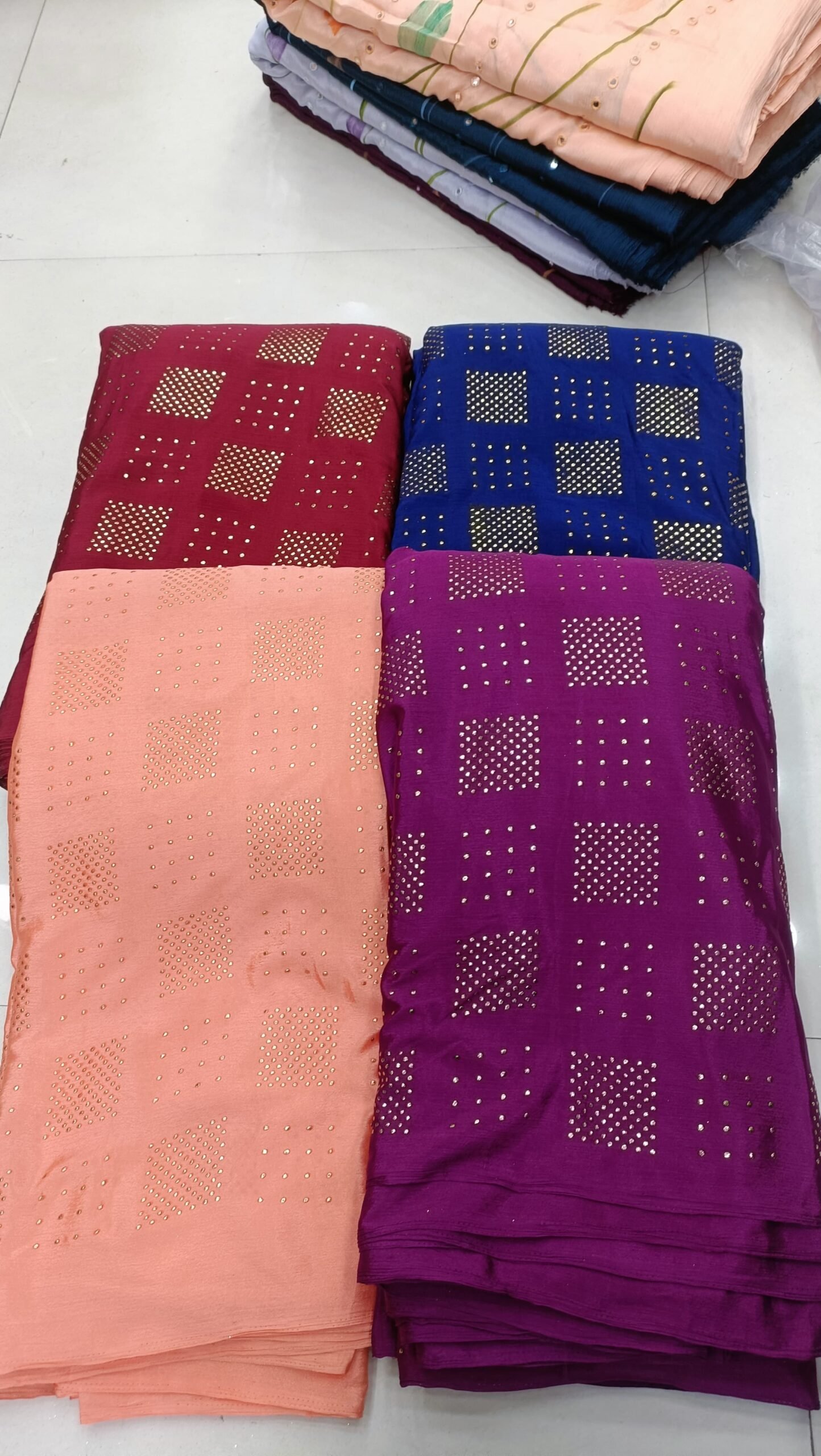 chinon fabric mukesh work