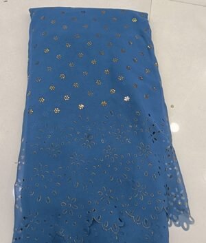 Georgette daman lazer cutting with mukes work